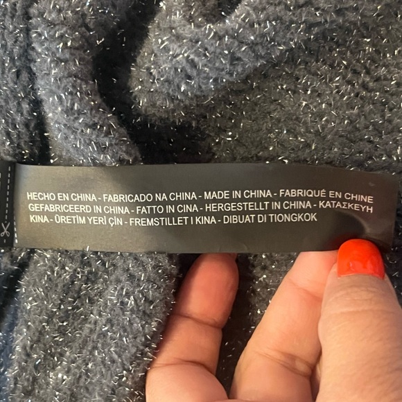 Zara Grey Silver  Crop Sparkle Sweater - Picture 7 of 11